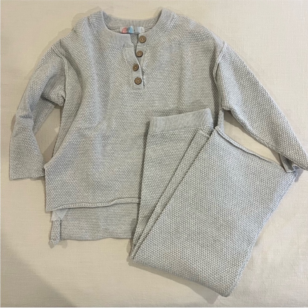 Free People Hailee Gray Textured Knit Set size XS